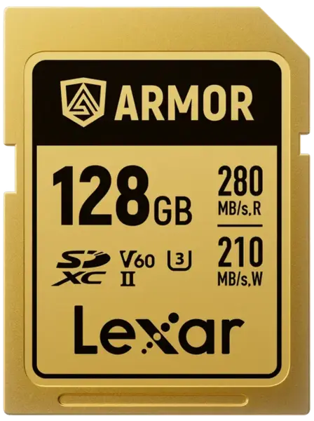 Card de memorie Lexar ARMOR Gold LSDAMGL128G-RNNNG, 128GB, SDXC, UHS-II U3, V60, Inox, IP68
