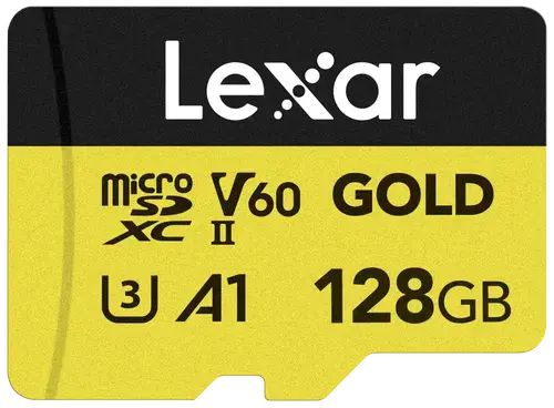 Card de memorie Lexar Professional GOLD, 128GB, microSDXC, UHS-II U3, V60, A1
