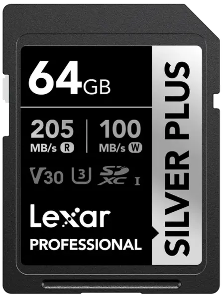 Card de memorie Lexar Professional SILVER Plus 1066x LSDSIPL064G-BNNNG, 64GB, SDXC, UHS-I U3 A2, V30