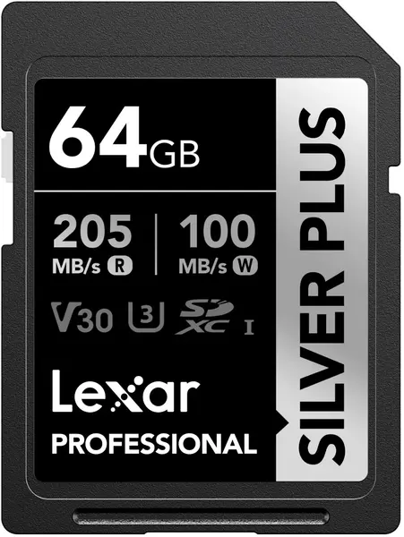 Card de memorie Lexar - Professional SILVER PLUS, 64GB, SDXC, UHS-I