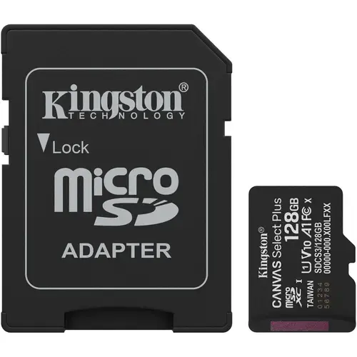 Card de Memorie MicroSDXC Kingston Select Plus, 128GB, Clasa 10 UHS-I Performance, cu adaptor