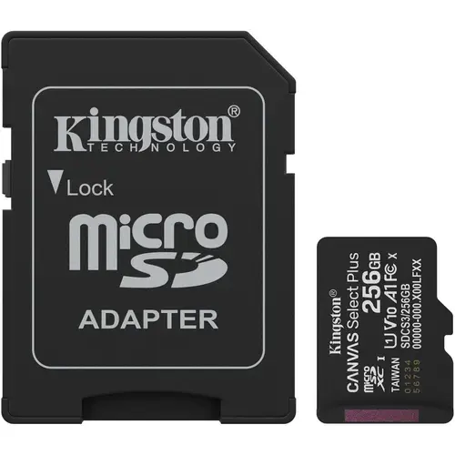 Card de Memorie MicroSDXC Kingston Select Plus, 256GB, Clasa 10 UHS-I, Cu adaptor