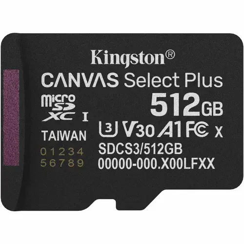 Card de Memorie MicroSDXC Kingston Select Plus, 512GB, Clasa 10 UHS-I Performance