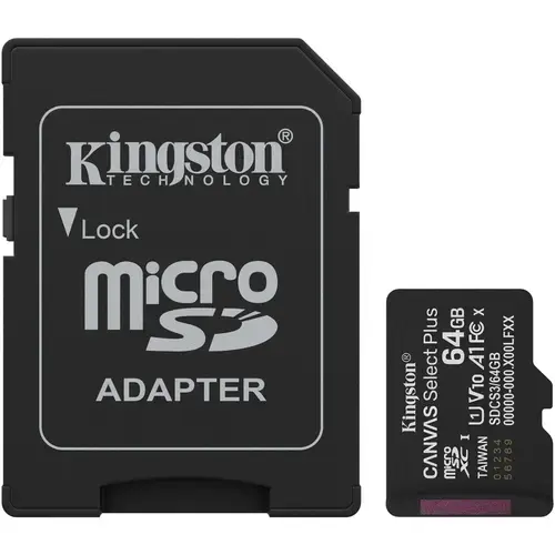 Card de Memorie MicroSDXC Kingston Select Plus, 64GB, Clasa 10 UHS-I, cu adaptor