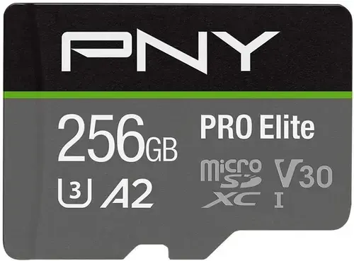 Card de memorie PNY PRO Elite, 256GB, microSDXC, UHS-I U3, Clasa 10, V30, Adaptor SD inclus