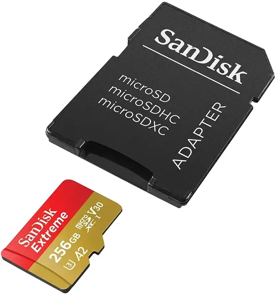 Card de memorie SanDisk - Extreme, 256GB, microSDXC, UHS-I, V30, A2 + adaptor SD