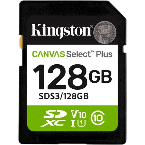 Card de Memorie SDXC Kingston Canvas Select Plus, 128GB, Clasa 10 UHS-I, R/W100/85 MB/s, Format: exFAT