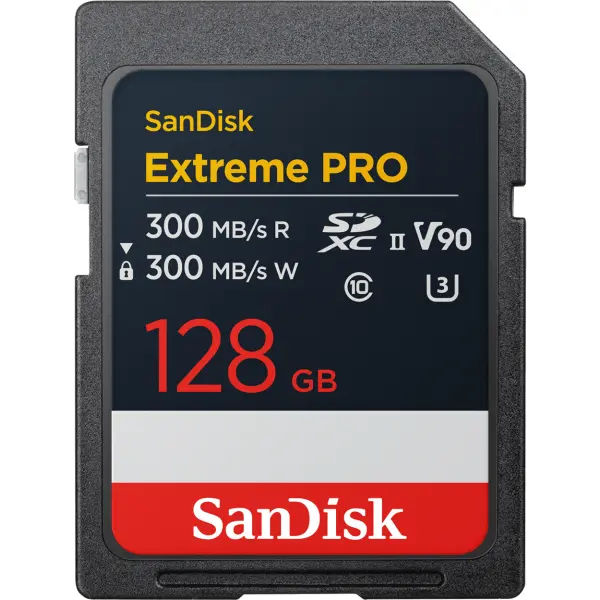 Card Memorie SDXC SanDisk Extreme Pro, 128Gb, Clasa 10 / UHS-2 U3 SDSDXDM-128G-GN4IN
