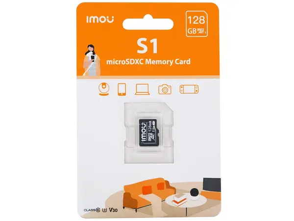 Card MicroSD 128GB Clasa 10/U3/V30, citire 95 Mbps, IMOU ST2-128-S1