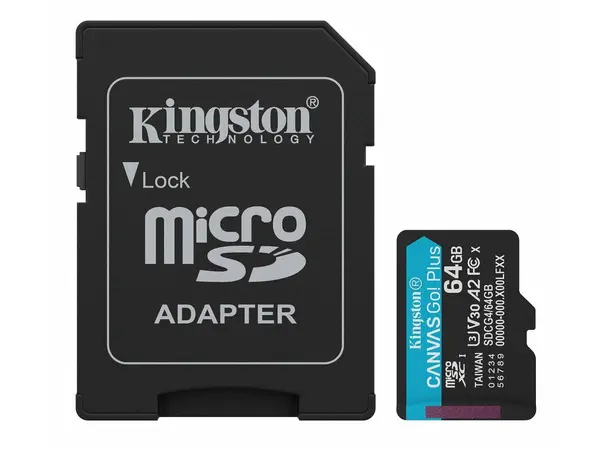 Card microSD 64GB, citire 200 Mb/s, scriere 100Mb/s, Kingston SDCG4/64GB