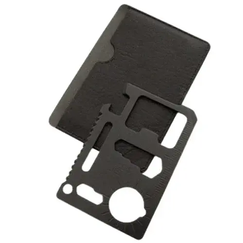 Card supravietuire DEPOX , multifunctional, otel inoxidabil, 11 functii, negru, husa inclusa