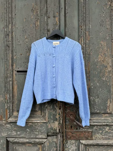Cardigan albastru deschis cu nasturi - S INTL