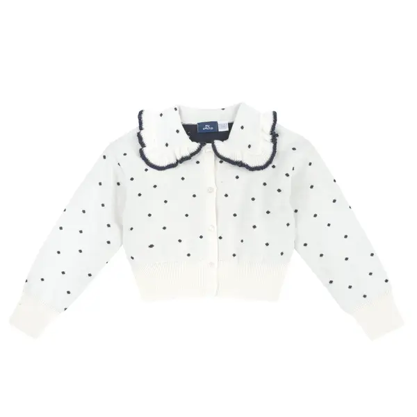 Cardigan bebelusi Chicco tricotat, alb cu bleumarin, 00580-69MC