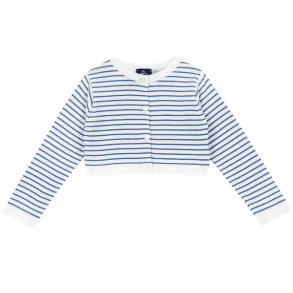 Cardigan copii Chicco tricotat, Alb Cu Bleu, 05507-66MC