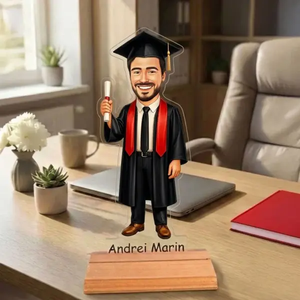 Caricatura pentru absolvent facultate - Statueta Personalizata tip Trofeu