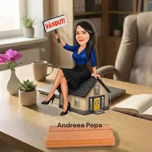 Caricatura pentru Agent Imobiliar - Statueta Personalizata tip Trofeu