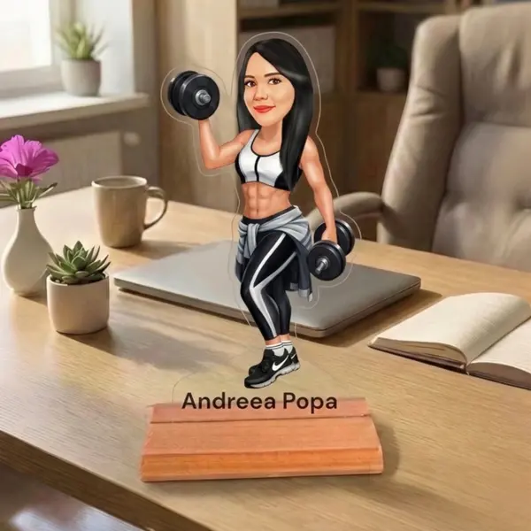 Caricatura pentru Antrenoare de Fitness- Statueta Personalizata tip Trofeu