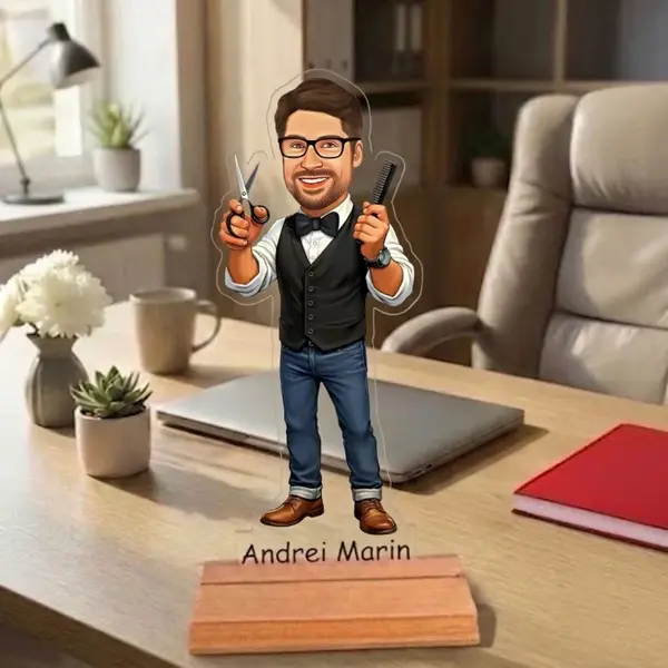 Caricatura pentru frizer - Statueta Personalizata tip Trofeu