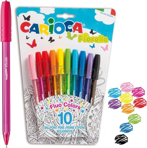Carioca - Set de stilouri Fiorella Fluo, 10 culori