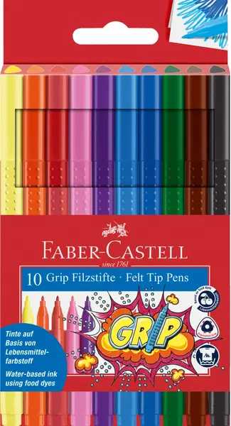 Carioci 10 culori grip Faber-Castell Carioci 10 culori grip Faber-Castell