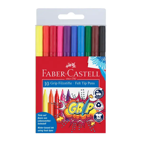Carioci, 10 culori/set, Grip, Faber-Castell