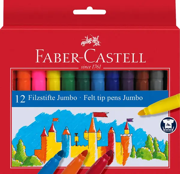 Carioci 12 culori jumbo Faber-Castell Carioci 12 culori jumbo Faber-Castell
