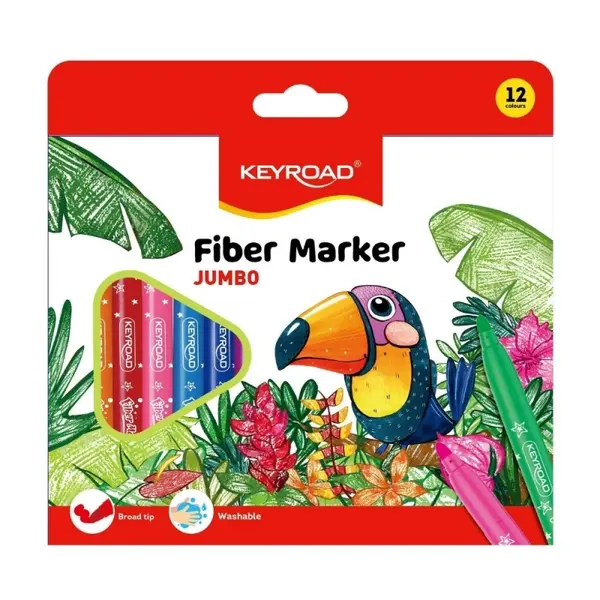 Carioci, 12 culori/set, lavabile, Keyroad Washable KR971413