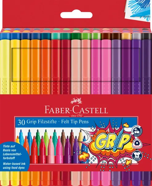 Carioci 30 culori grip Faber-Castell Carioci 30 culori grip Faber-Castell