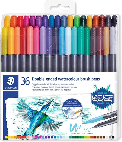 Carioci acuarele Staedtler - 36 de culori, cu doua varfuri