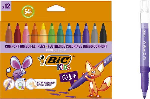 Carioci BIC Kids - Jumbo, 12 culori