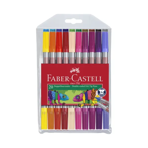 Carioci cu 2 varfuri, 20 culori/set, Faber-Castell