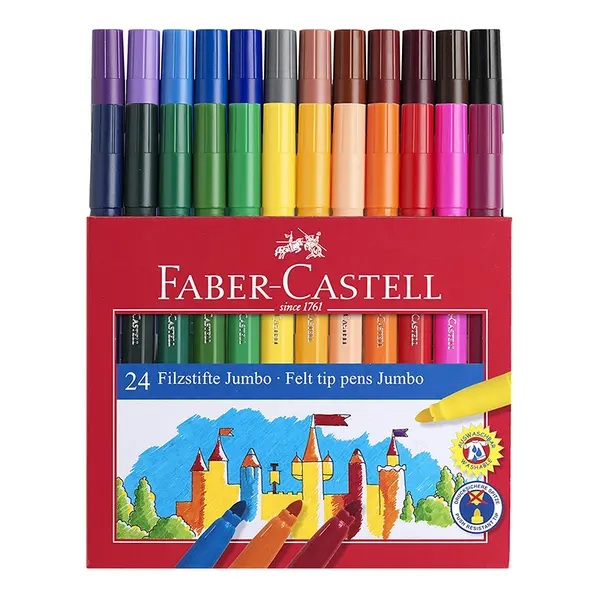 Carioci Jumbo, 24 culori/set, Faber-Castell