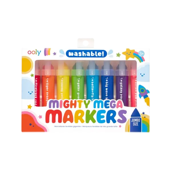 Carioci lavabile cu varf triunghiular, Mighty Mega, set 8 culori