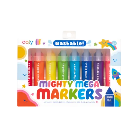 Carioci lavabile cu varf triunghiular, Mighty Mega, set 8 culori