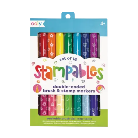 Carioci lavabile duble cu stampile Stampables- Set de 18