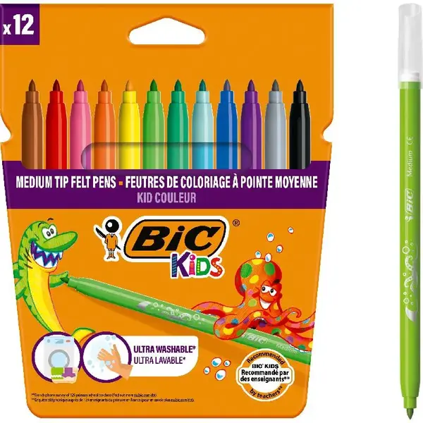 Carioci lavabile Kid Couleur 2.8 mm 12 buc BIC Kids Carioci lavabile Kid Couleur 2.8 mm 12 buc BIC Kids
