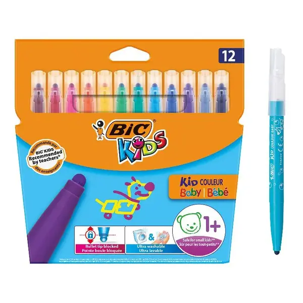 Carioci lavabile Kid Couleur Baby 4.5 mm 12 buc BIC Kids Carioci lavabile Kid Couleur Baby 4.5 mm 12 buc BIC Kids