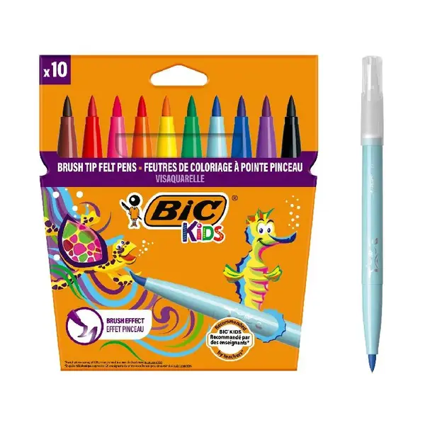 Carioci lavabile Visaquarelle pensula 10 buc BIC Kids Carioci lavabile Visaquarelle pensula 10 buc BIC Kids