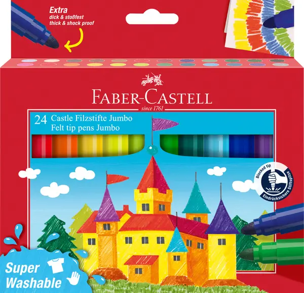 Carioci superlavabile Jumbo, 24culori/set, Faber-Castell