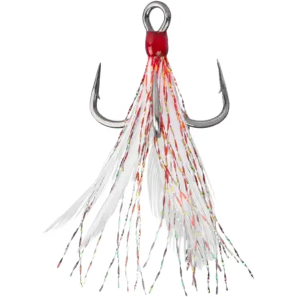 Carlig In-Line Triple Grip Feathered Red nr.4 2buc