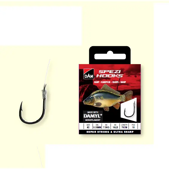 Carlige legate Spezi Carp Nr.4 0.30mm 70cm 10buc