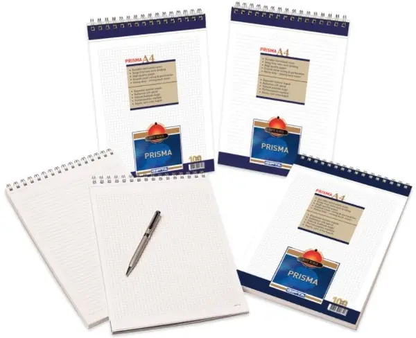 Carnet A4 Gipta Prisma - Cu spirala, Randuri late, 100 pagini