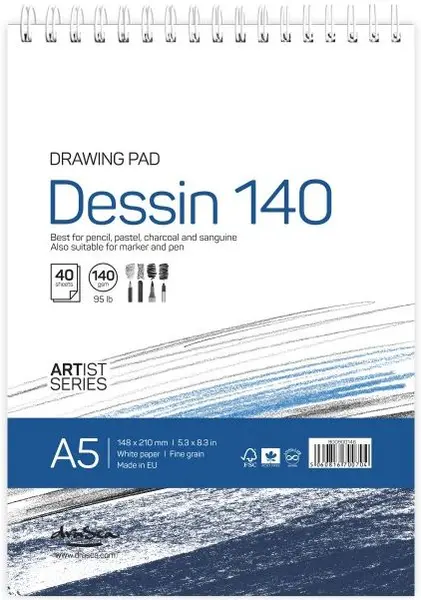 Carnet A5 spirala Drasca Dessin - 40 file, 140 gr.