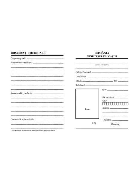Carnet de elev pentru școlile profesionale și de ucenici A6 copertă colorată Carnet de elev pentru școlile profesionale și de ucenici A6 copertă colorată