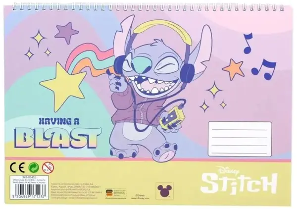 Carnet de schițe pentru desen Gim Stich – 40 de pagini, cu stickere