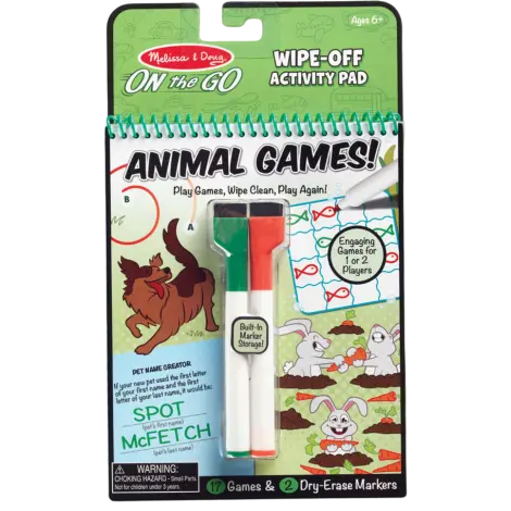 Carnet reutilizabil cu activitati si jocuri Animale -Melissa And Doug