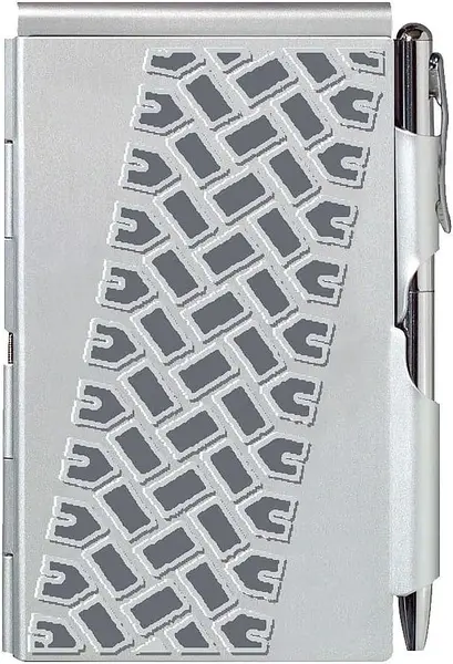 Carnețel Troika Flip Notes - Tire Track, cu carcasa metalica si stilou