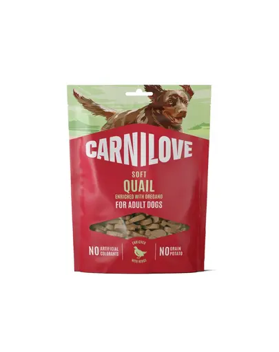 CARNILOVE Dog Soft Snack Quail 200g recompense moi câini adulți cu prepeliță și oregano