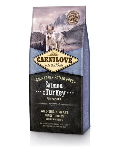 CARNILOVE Puppy Salmon&Turkey Hrana uscata pentru catei de toate rasele, cu somon si curcan 4 kg