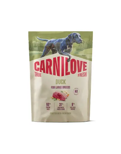 CARNILOVE True Fresh Dog Duck Adult Large Breeds 1,5 kg hrană uscată cu rață pentru câini adulți de rase mari